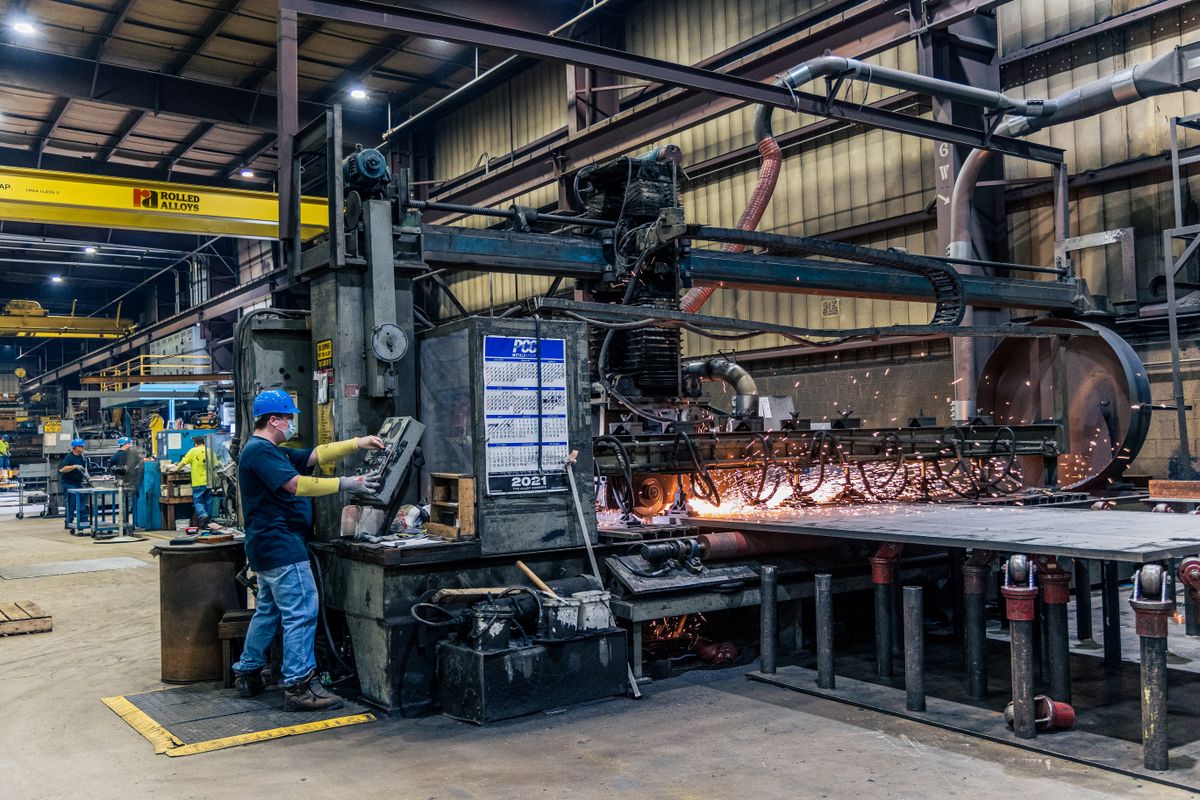 Industrial machinery on a factory production line